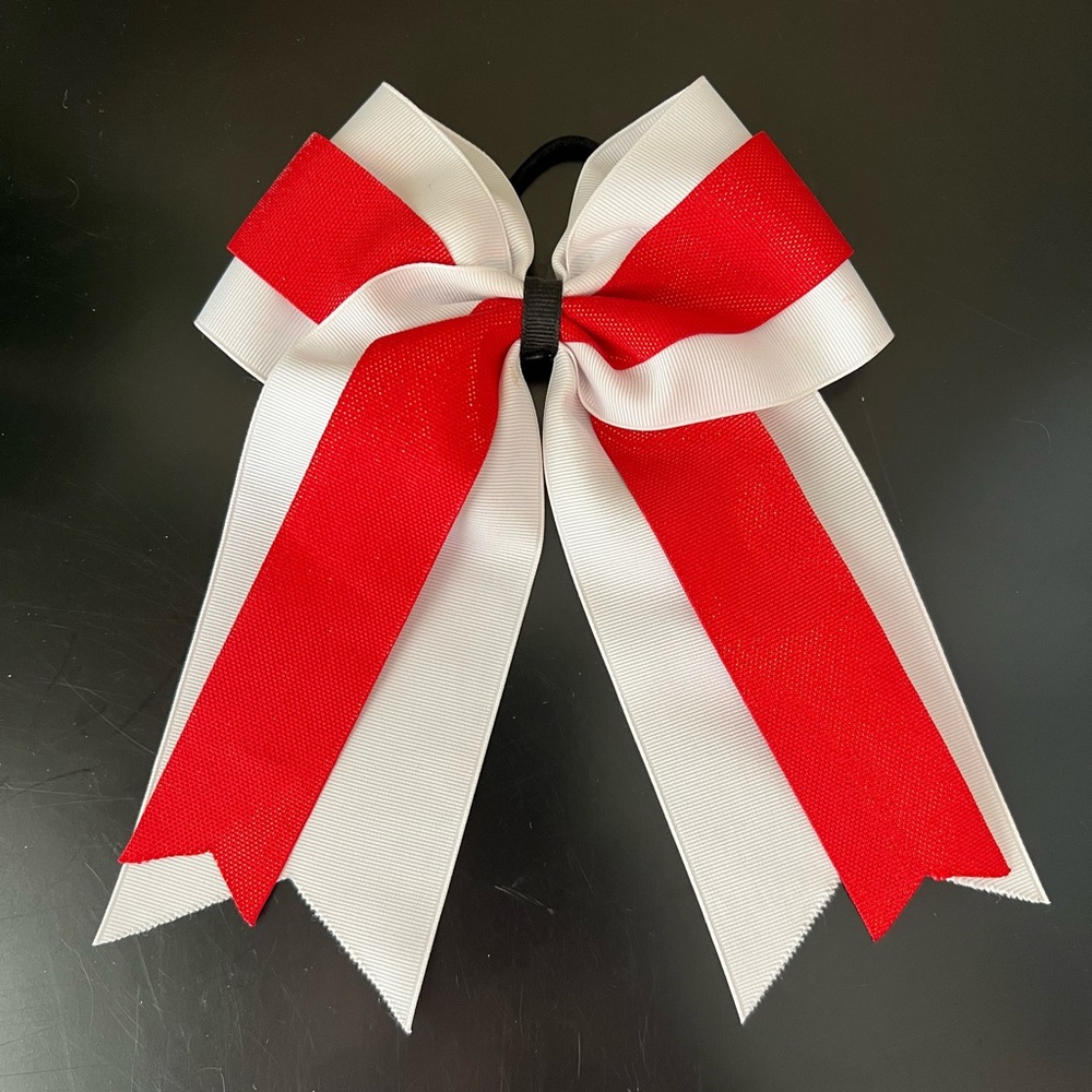 Red and white cheer bow